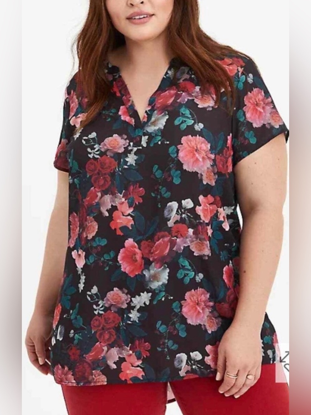 Torrid V-Neck Hi Low Floral Tunic Sz 2x